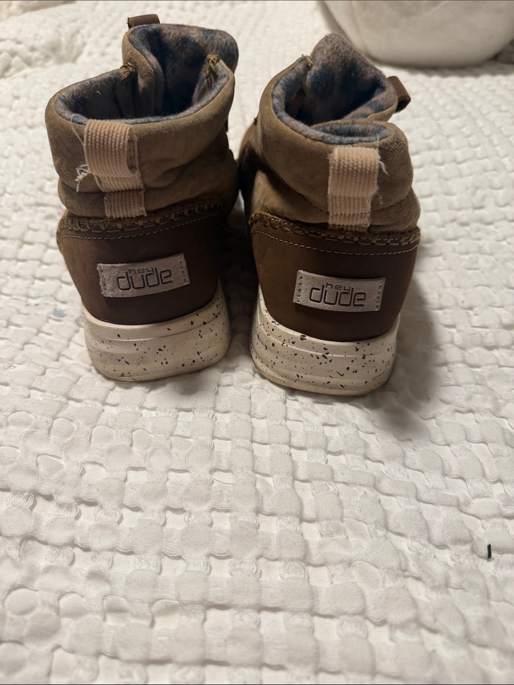 Hey Dude Brown High-Top Boots with Speckled Sole